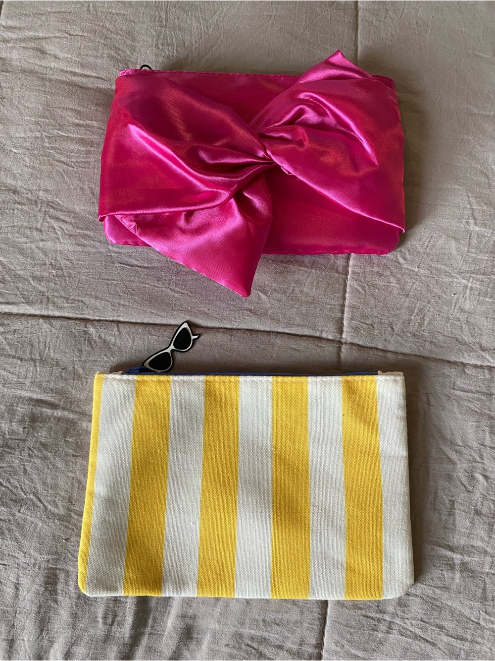 2 ipsy Hot Pink Satin Bow Pouch